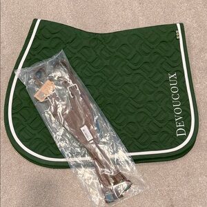 Devoucoux Green Saddle Pad and Stirrup Leathers